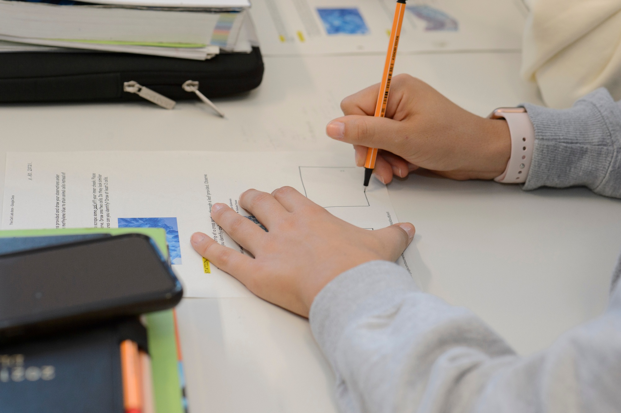 Kid’s hands writing